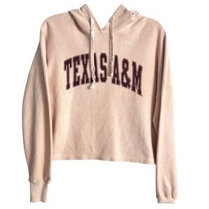 Summit Sportswear Size Small Texas A&M Corded Cream Cropped Long Sleeve Hoodie